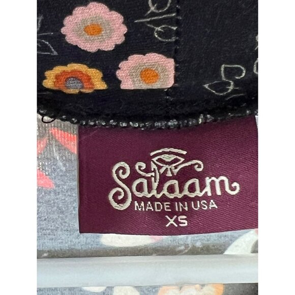 Salaam XS Black Floral Print Long Sleeve V-Neck Tunic Top - Picture 5 of 7